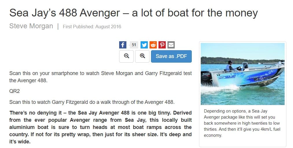 Sea Jay’s 488 Avenger – a lot of boat for the money